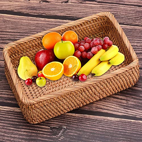 Cesta rectangular tejida para pan y frutas que decora y optimiza el espacio 7