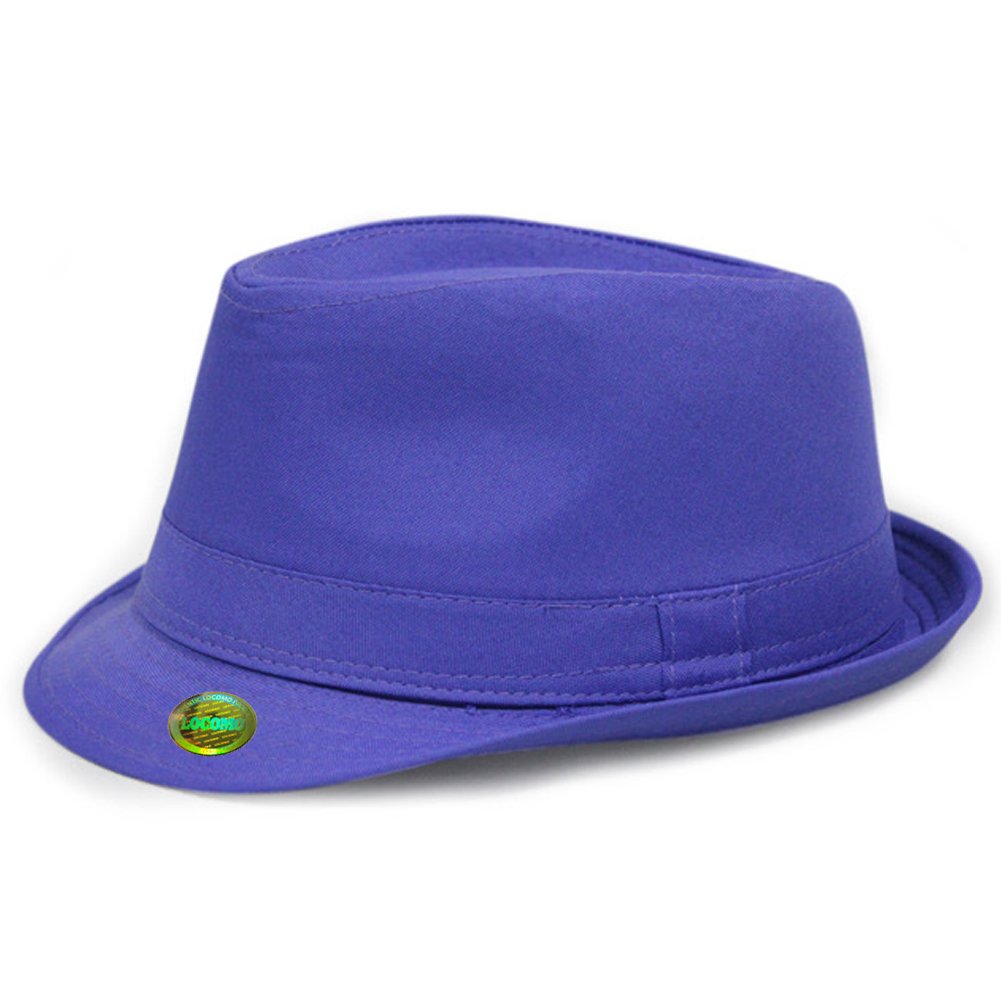 Locomo Plain Color Fedora Short Upturn Brim Hat FFH312PUR Purple