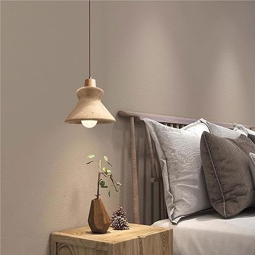 Miniatura 4 de Kitchen Island Pendant Light Retro Yellow Cave Stone Hanging Lamp Mid Century Single Head Solid Wood Chandelier for Restaurant Bar Bedroom Club