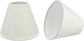 Aspen Creative 32114-2A Small Hardback Empire Shape Chandelier Clip-On Lamp Shade Set (2 Pack), Transitional Design in Off White, 6" bottom width (3" x 6" x 5")