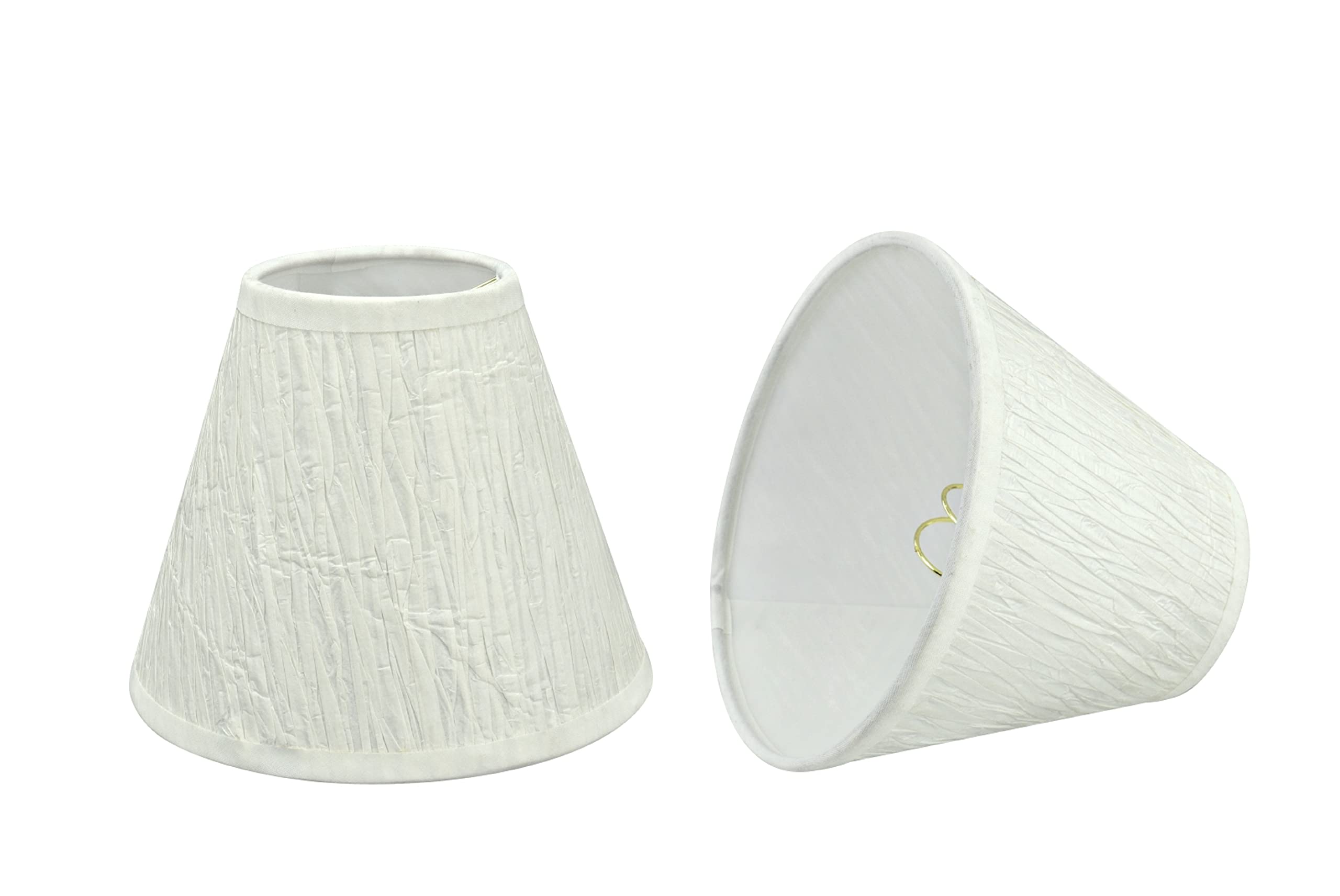 Aspen Creative 32114-2A Small Hardback Empire Shape Chandelier Clip-On Lamp Shade Set (2 Pack), Transitional Design in Off White, 6" bottom width (3" x 6" x 5")