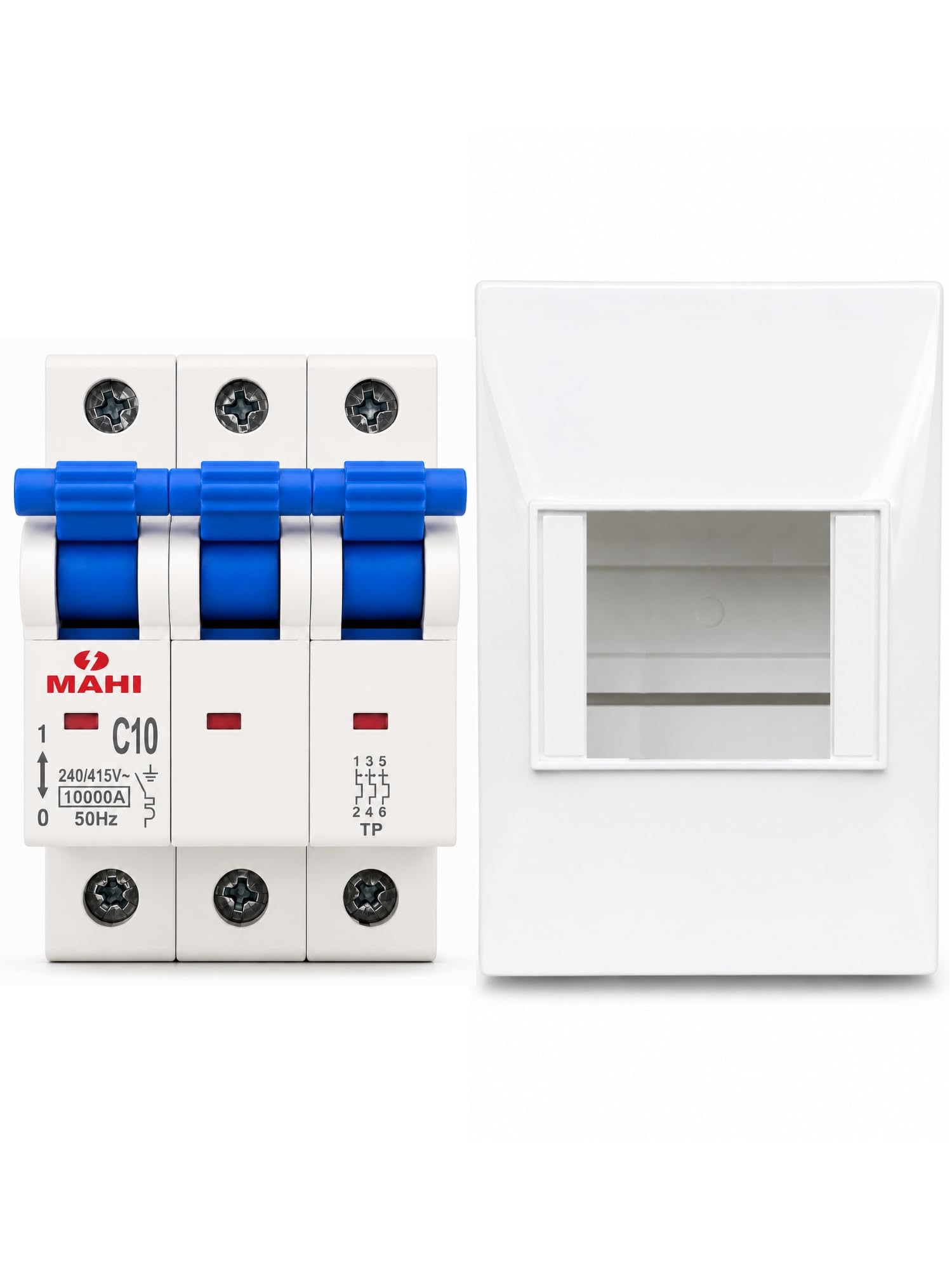 MAHI 63A Triple Pole MCB with Distribution Box 3 Phase TP 63 Amp Miniature Circuit Breaker C Curve 10kA 240/415V AC Electrical DB Box for Industrial Panel Protection (10 Amp Three Pole MCB With Box)-image-40
