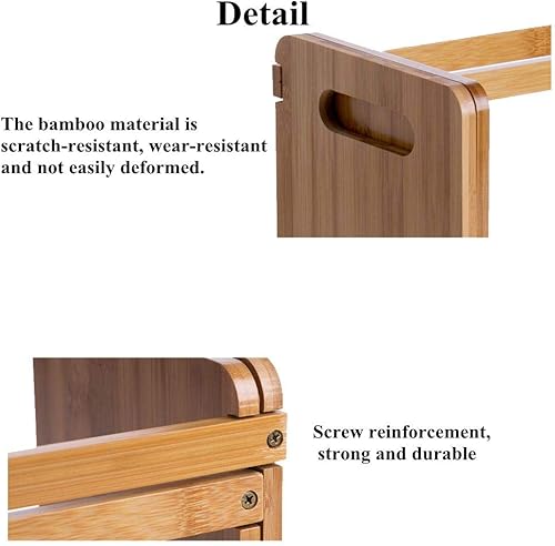 Miniatura 4 de Estantería de escritorio de bambú HomDSim, organizador de almacenamiento ajustable, estante de exhibición, plataformas de encimera, estantes para