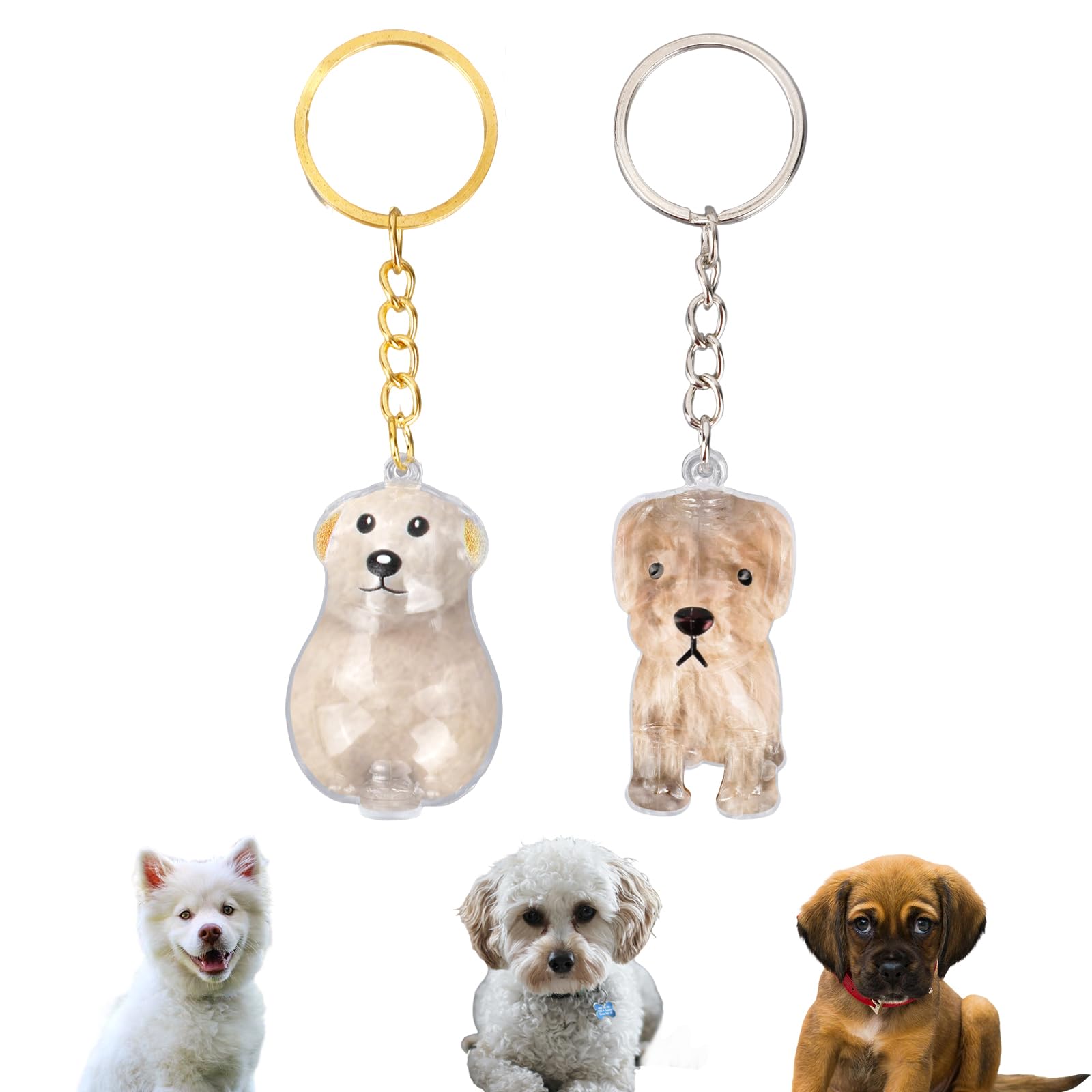 Fukaisu 2pcs Dog Hair Storage Keychains
