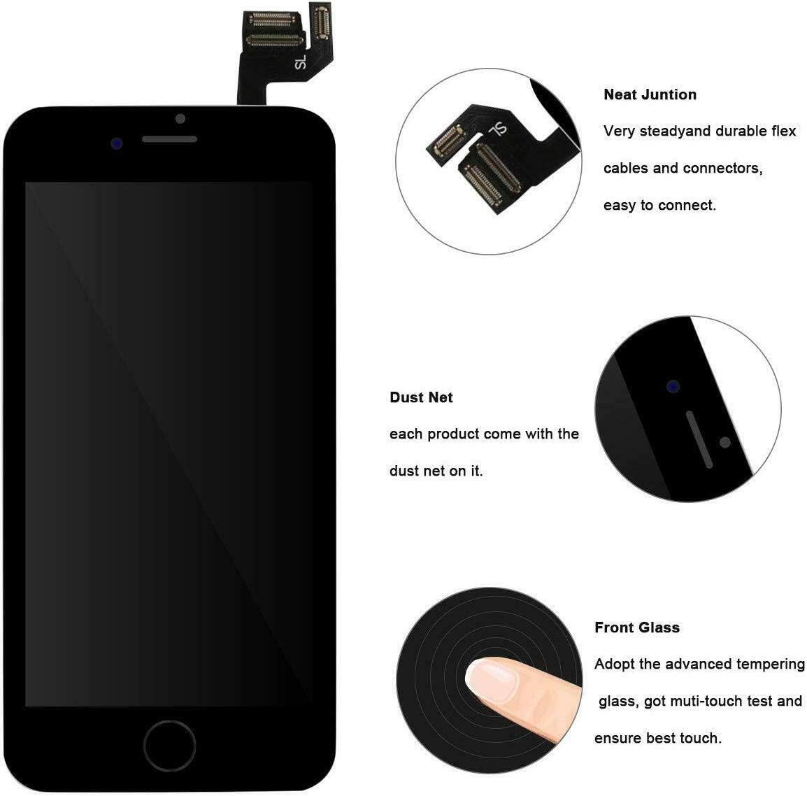 Exсluѕіvе Dіѕсоunt 80% оƒƒеr with Front Camera Facing Proximity Sensor Earpiece Speaker Home Button Full Assembly Digitizer Display LCD Screen Replacement for iPhone 6s 4.7 Inch Black