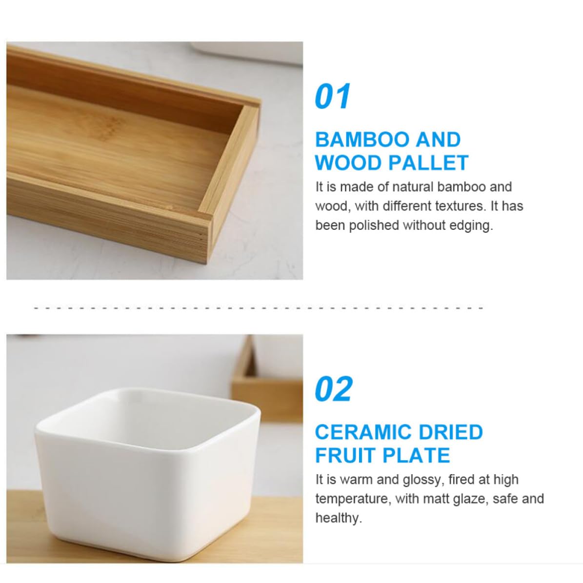 ABOOFAN Bandeja de Cerámica Dividida para Aperitivos Compartimentos, Fácil de Limpiar y Portátil, Adecuado para Servir Snacks en Casa