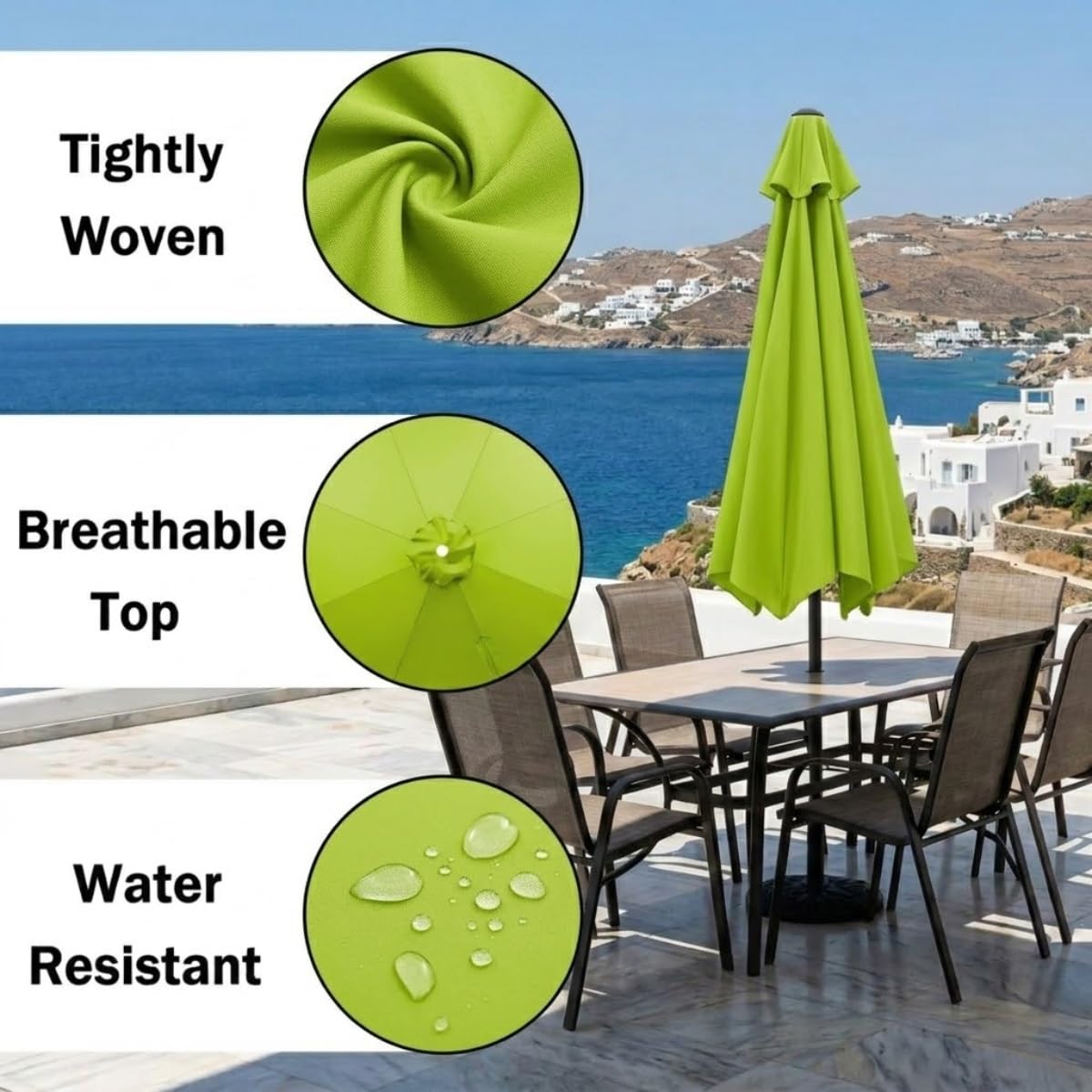Generico 6/8 Stecche Copertura di Ricambio 2m 2.7m 3.0m 4.0m, Telo di Ricambio Ombrellone Giardino UV30+ Impermeabile, Replacement Parasol Cover per Cortilia Patio Esterno