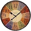 Westclox 32897 wall clock for home decor country rustic style bright and colorful display battery operated quartz movement ideal for kitchen living room office multicolor 12 inch  urban country home decor