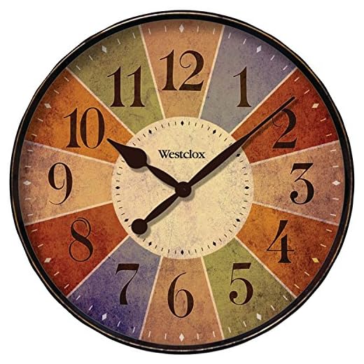 Westclox 32897 Wall Clock for Home Decor, Country Rustic Style, Bright and Colorful Display, Battery Operated, Quartz Movement, Ideal for Kitchen, Living Room, Office (Multicolor, 12-Inch)
