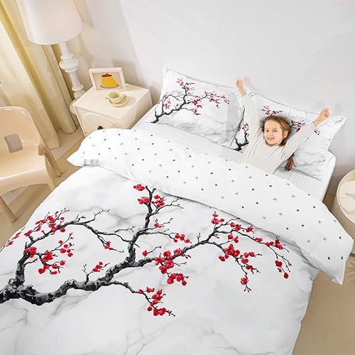 Vista 144 de Funda de edredón con estampado de gatos de dibujos animados, para niños, niñas, amantes de los gatos, funda de edredón rosa con corazón y fresa