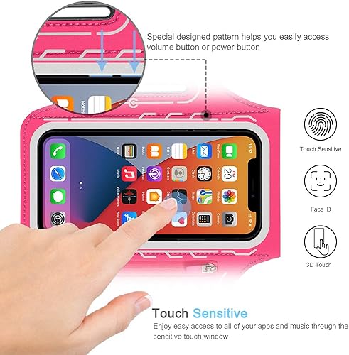 Miniatura 2 de Brazalete para iPhone 16 15 Pro Max & Plus, JEMACHE Gym Workouts Running Phone Arm Band para iPhone 16 15 14 13 12 11 Pro MaxPlus con soporte para