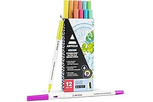 ARTEZA Pastel Watercolor Brush Pens, Dual Tip Calligraphy Art Supplies
