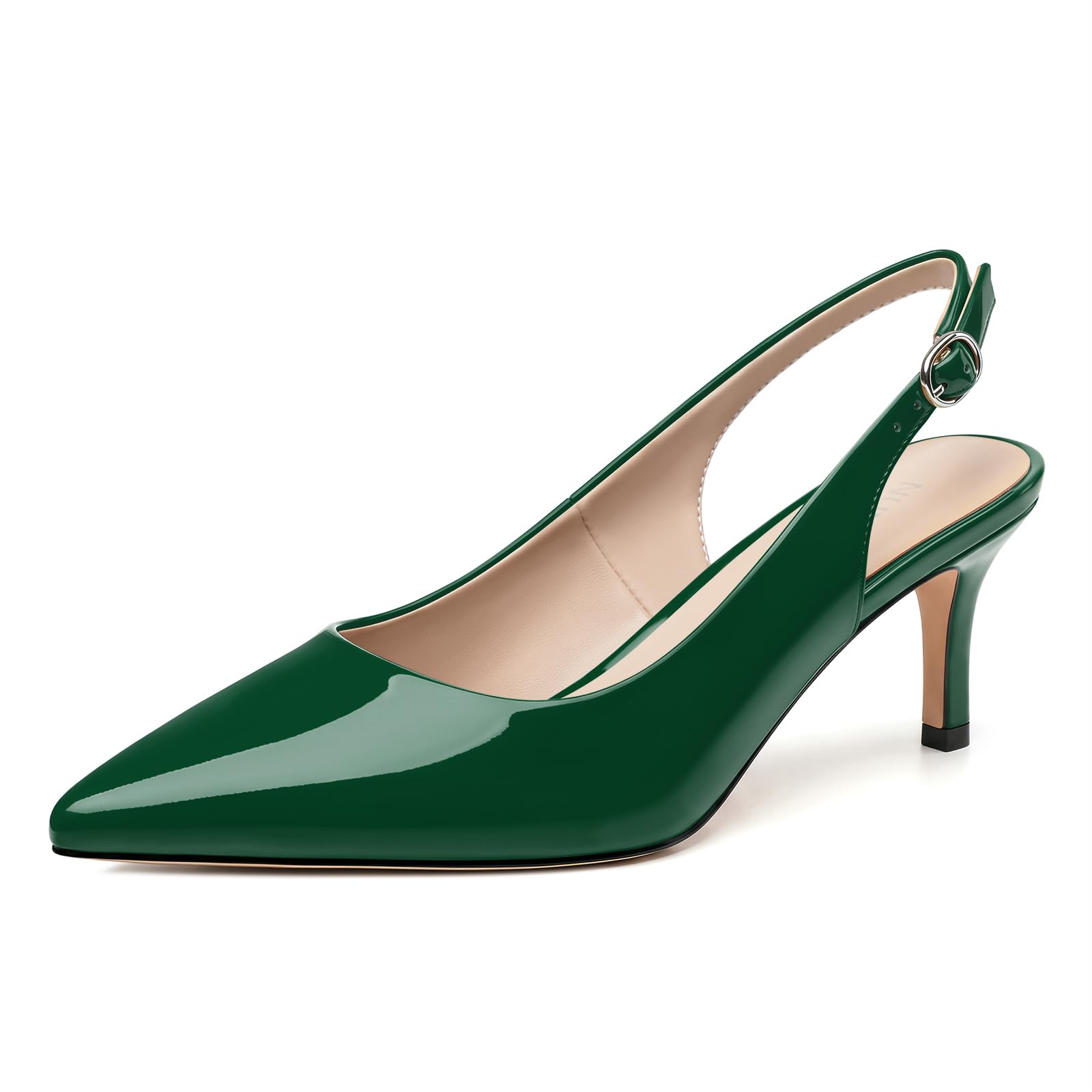 NUMALEO Kitten Heels for Women Pointed Toe Slingback Pumps | 2.5 Inch Close Toe Comfortable Pumps Wedding Party Casual Work Dress Shoes