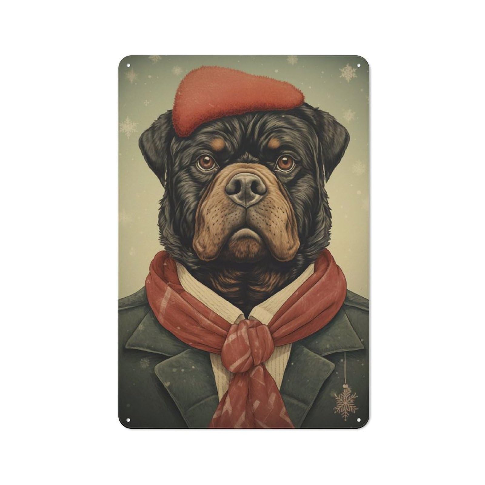 Junmoney Rottweiler Portrait Art Rustic Metal Plaque 30X20cm For Guest Room Or Hallway, A Decorative Metal Sign For Guest Rooms And Hallways