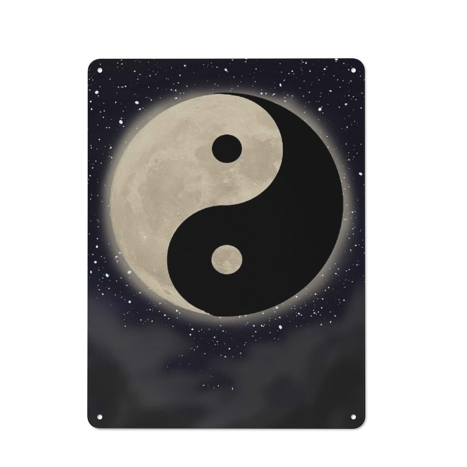 Yin Yang Shape Moon Rustic Tin Sign 40x30cm for Café Or Restaurant, for Café Owners And Decorators, for Retro Home Interiors