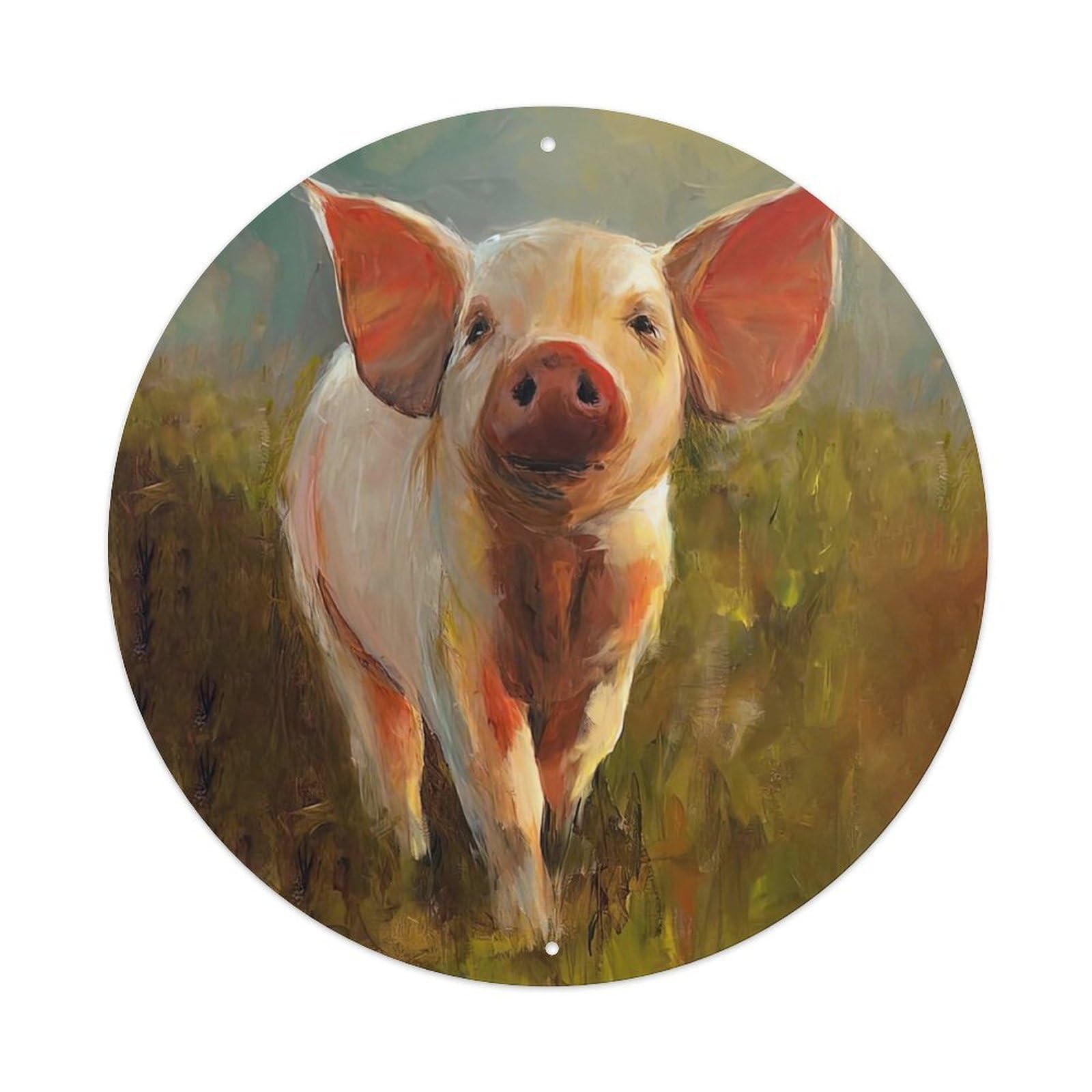 Animal Artwork Big Ears Pig Vintage Metal Tin Sign Plaque Wall Decor for Cafe, Club Bar, Office, Garden Metal Poster 8x8Inch