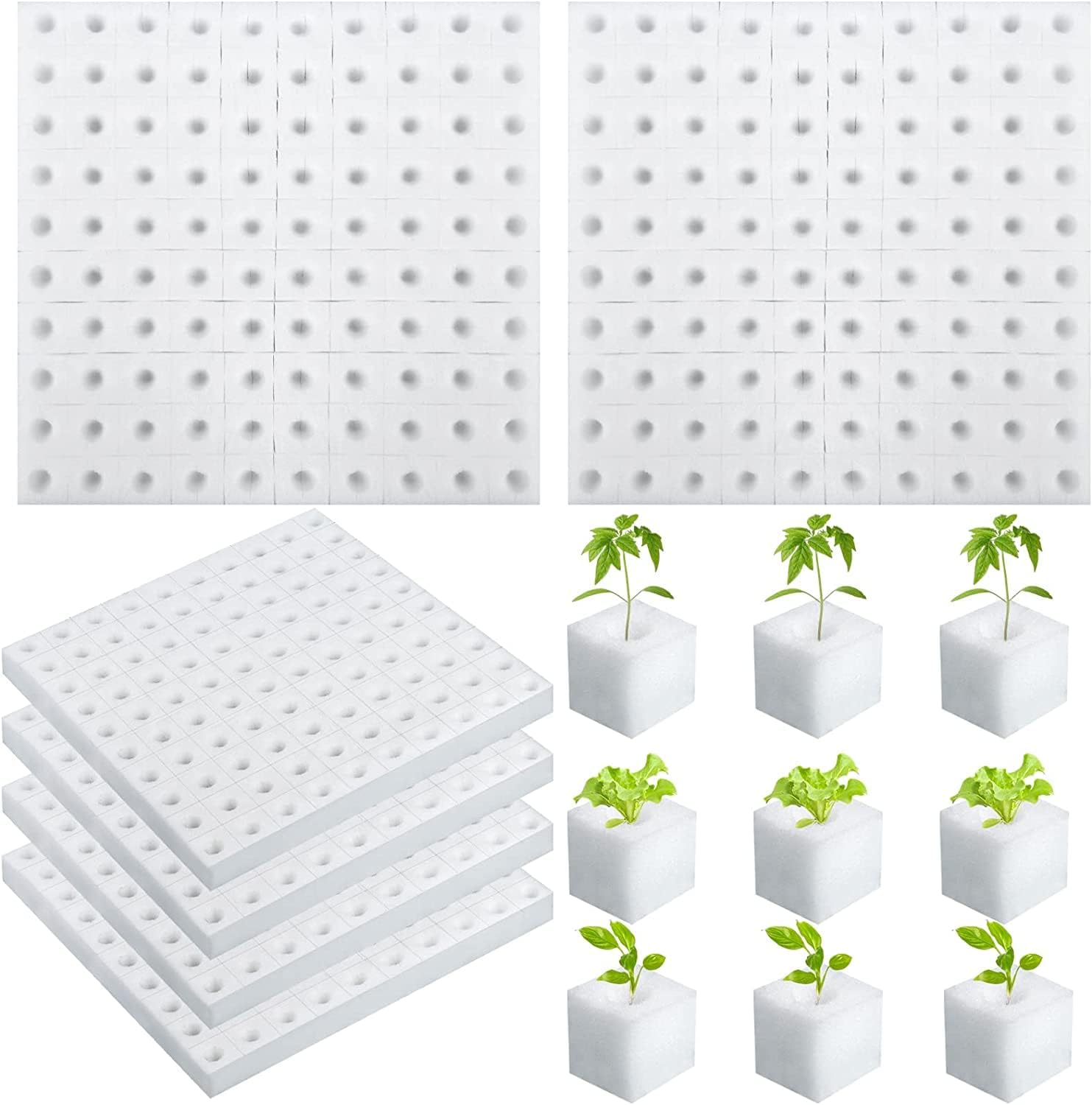 XIDAJIE 600 Pcs Hydroponic Sponges Planting Gardening Tool Soilless Cultivation Seedling Sponges Cultivation Sponge Greenhouse for Small Bud Growth & Grow Seedlings