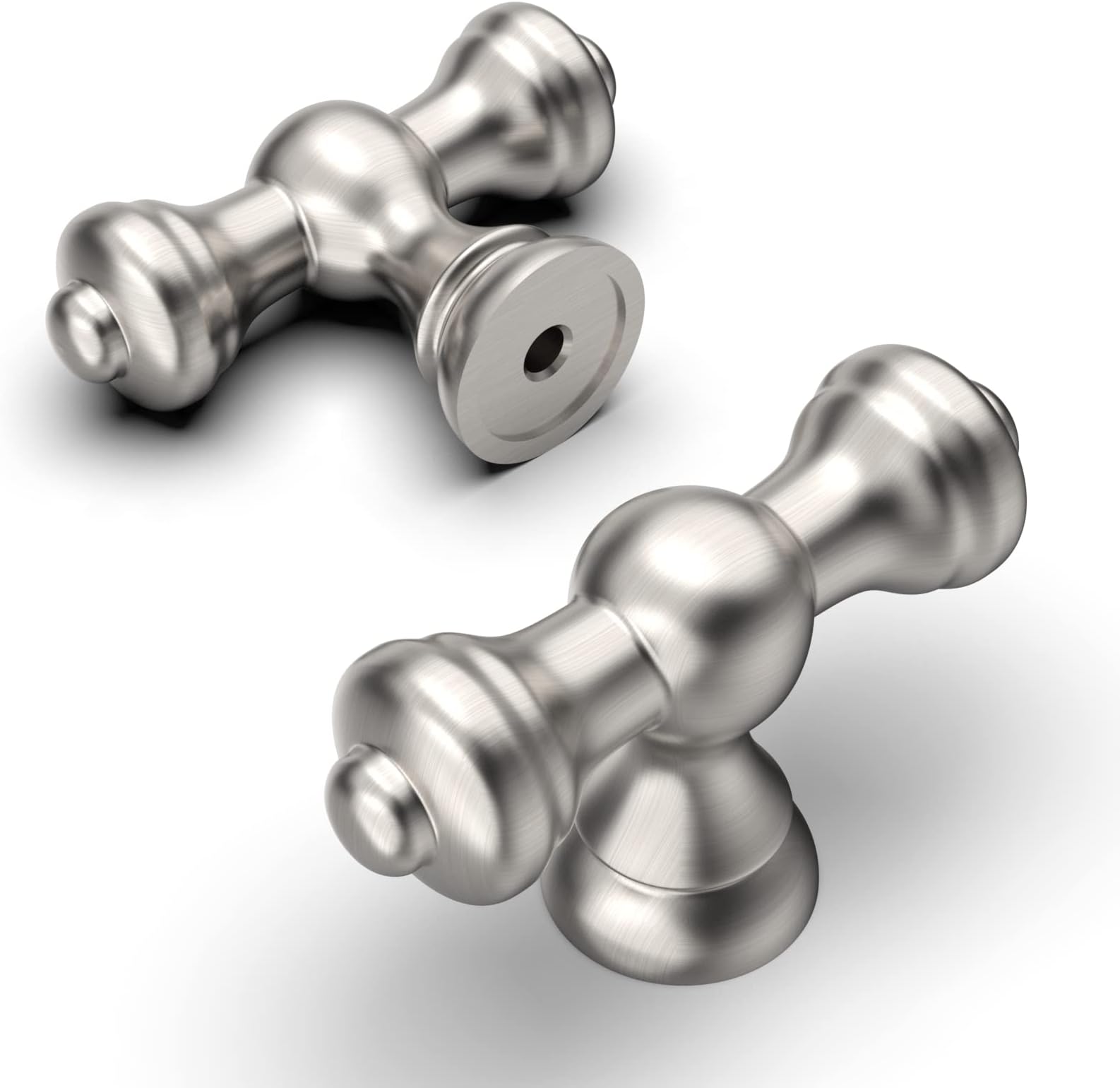 Amerdeco 10 Pack Brushed Satin Nickel Kitchen Cabinet Knobs 2.1 Inch(53mm) Single Hole Cabinet Handles Dresser Knobs Drawer Knobs and Pulls for Bathroom Cabinets