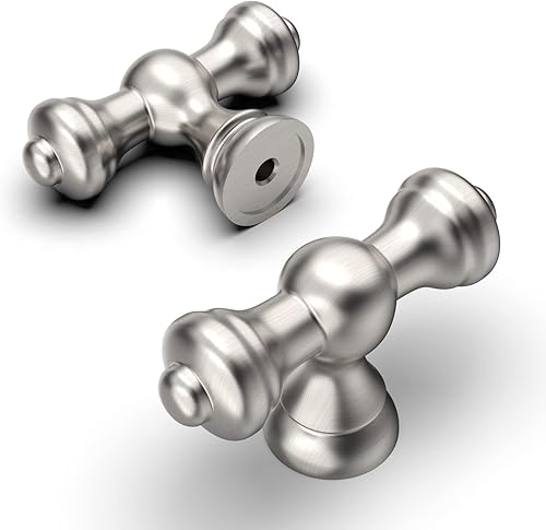 Amerdeco Paquete de 10 pomos de níquel satinado cepillado para gabinetes de cocina de 2.1 pulgadas (2.087 in) con un solo agujero, pomos para