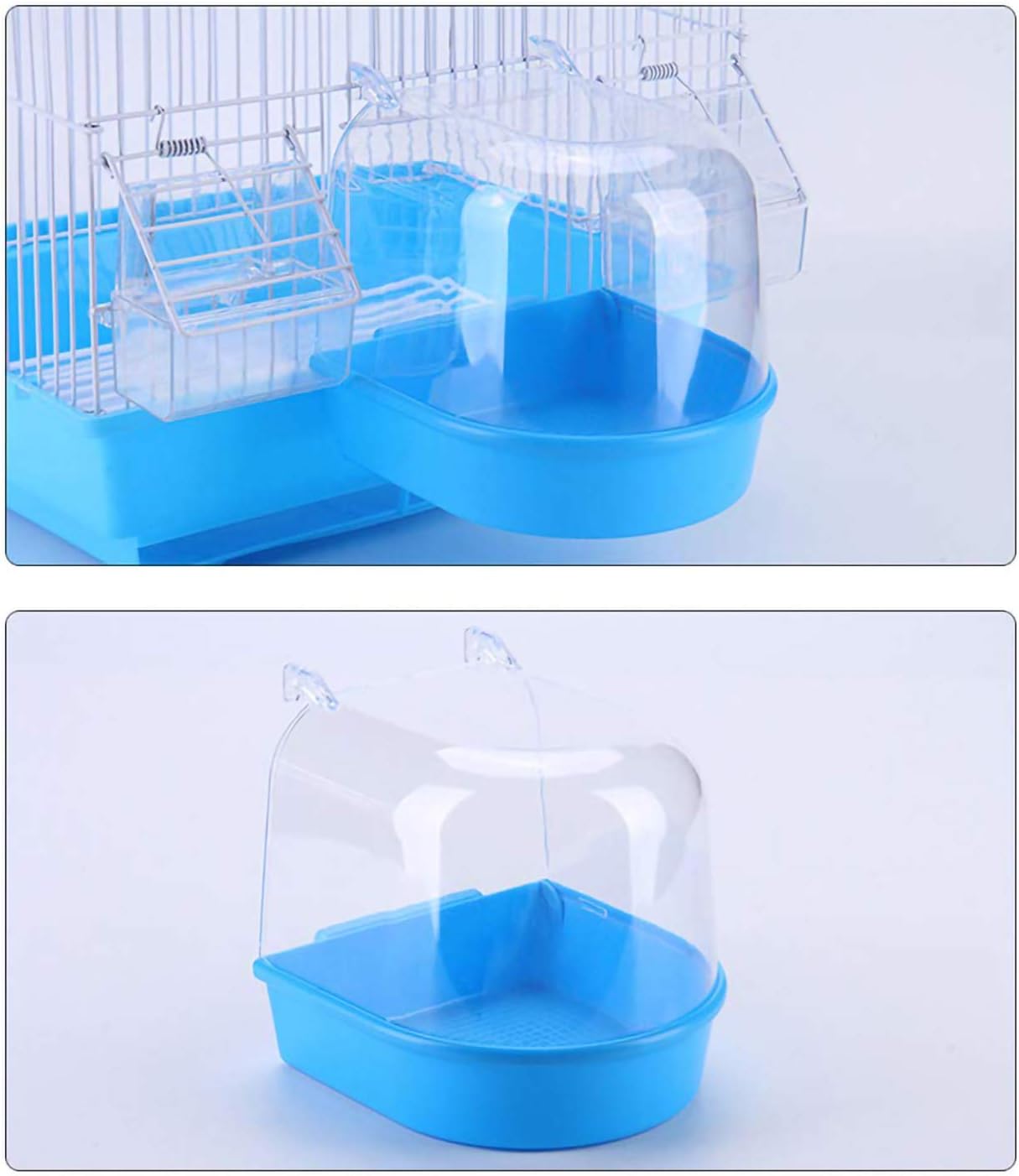 AYUBOOM Clear Bird Bath for Cage Bird Cage Accessories Hanging Bird Tub for Small Bird Cockatiel, Conure, Parakeet, Blue, by Ayuboom Blue : Pet Supplies