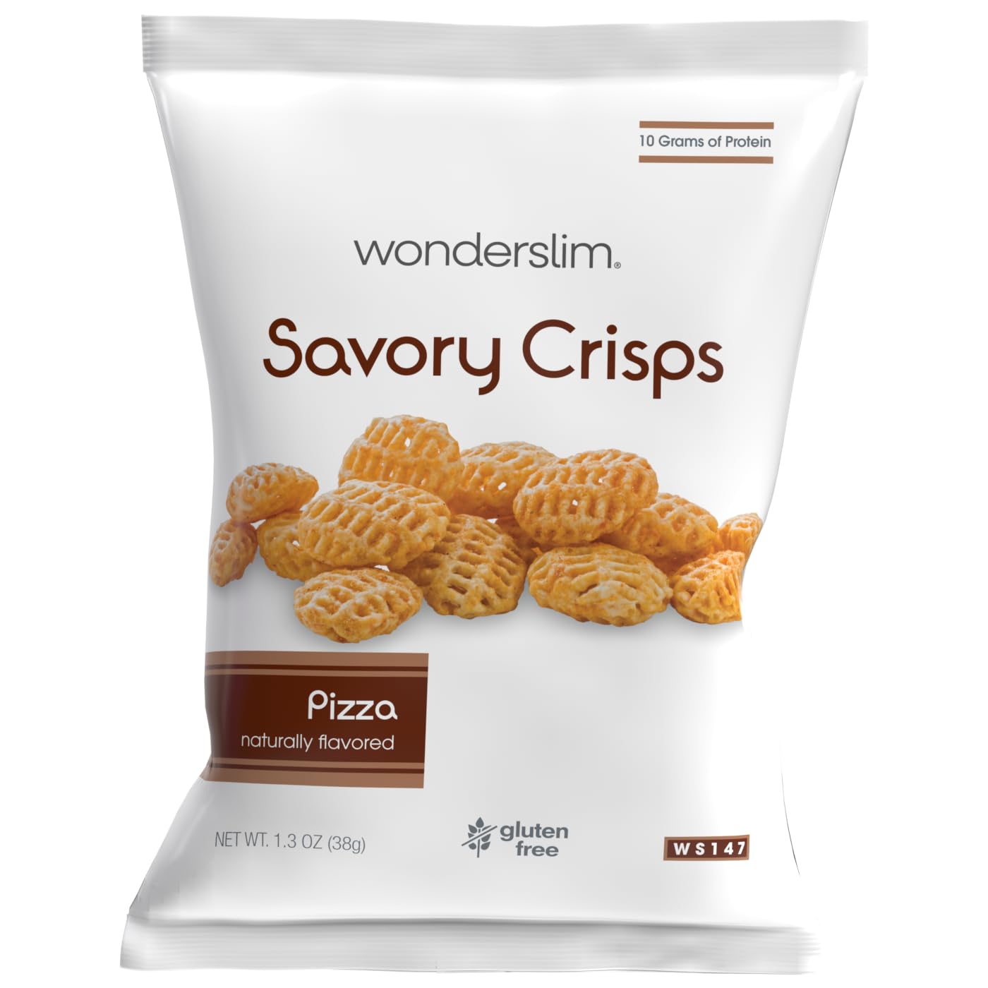 WonderSlim Chips de proteína sabor Pizza, 10 g de proteína, pacote com 10