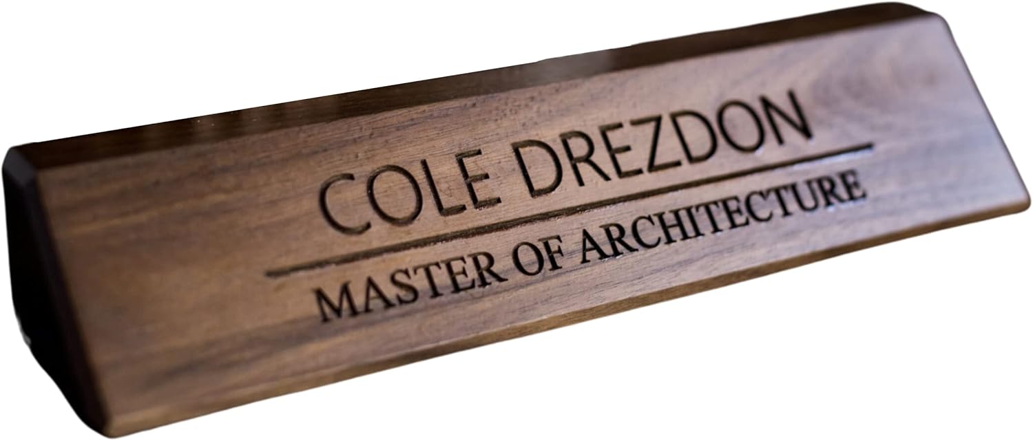 Walnut Office Desk Name Plate Personalized. Custom Name Plates for Desks. Office Desk Decor. Gift for Coworkers, Teachers, Graduates. Walnut Desk Wedge
