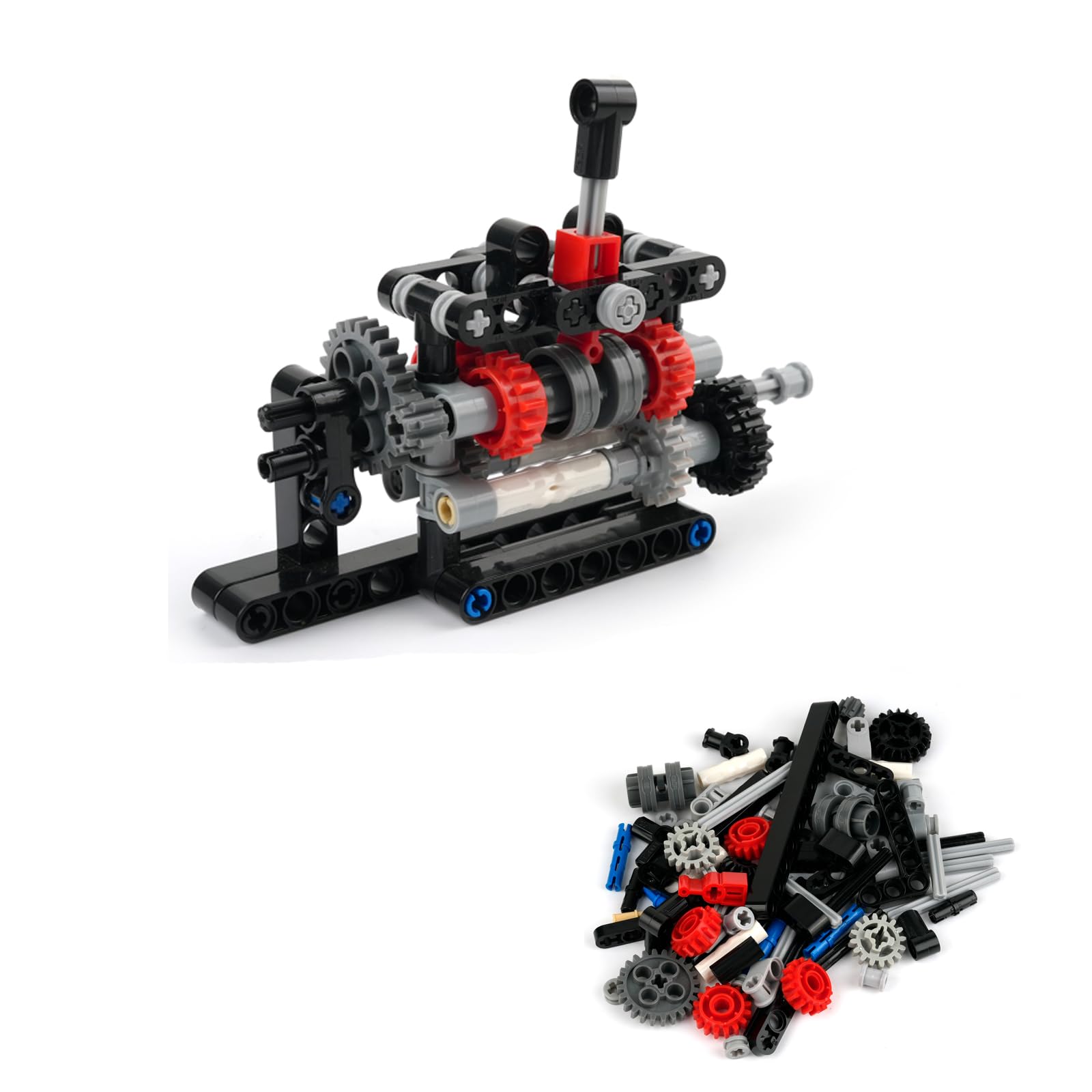 RCmall 4-Speed Manual Transmission Model Kit, DIY Educational Gearbox Building Blocks Set, STEM Engineering Toy with Technical Parts for Teens and Adults