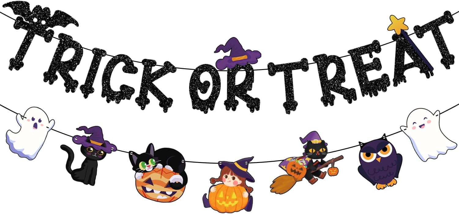 Magic Wizzard Decorations for Indoor and Outdoor — Magical Banner, Glitter Trick or Treat Backdrop for Wizzard Party Decoration Supplies