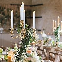 Vista 3 de DRomance Velas cónicas blancas sin llama con control remoto y temporizador, paquete de 6 velas LED parpadeantes que funcionan con pilas, luz