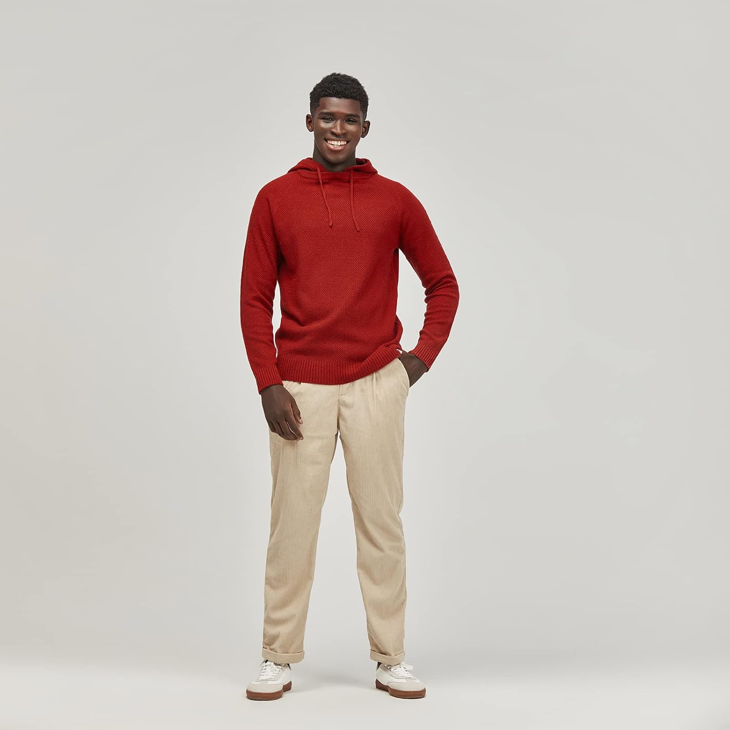 Men's Polyana Cashmere Crewneck Pullover Hoodie Sweater Pique Knit with Long Sleeve - Image 2