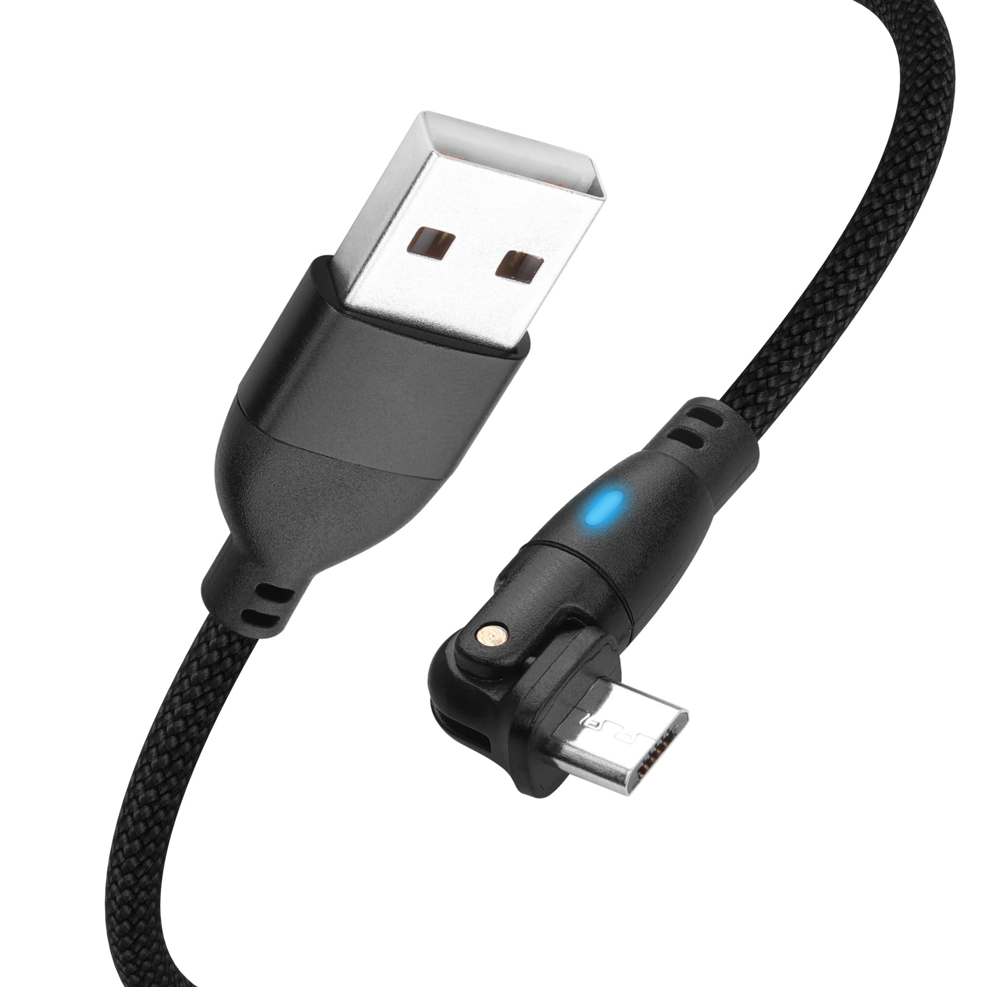YACSEJAO 180°Drehbares Micro USB Kabel USB A 2.0, Geflochten | Schnellladung und Datenübertragung, Passend für Android‑Smartphones, Dashcams, Kameras und weitere Micro USB Geräte