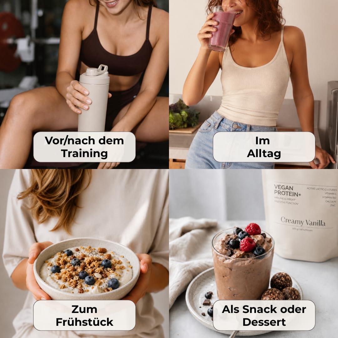 All-in-One Veganes Proteinpulver Vanilla & Schokolade 1kg | 20,6 g Protein | 15 Mrd. Probiotika | Vitamin C, B12 & Zink | Ohne Zuckerzusatz | Glutenfrei & Sojafrei