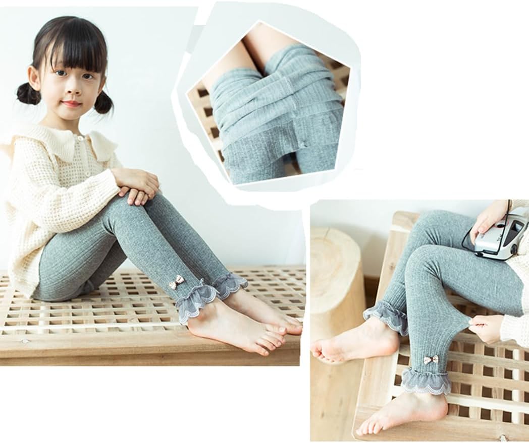 Sywwlov 5 Pack Baby Girls Leggings Pantyhose Ruffle Lace Footless Tights Toddler Cable Knit Cotton Stockings