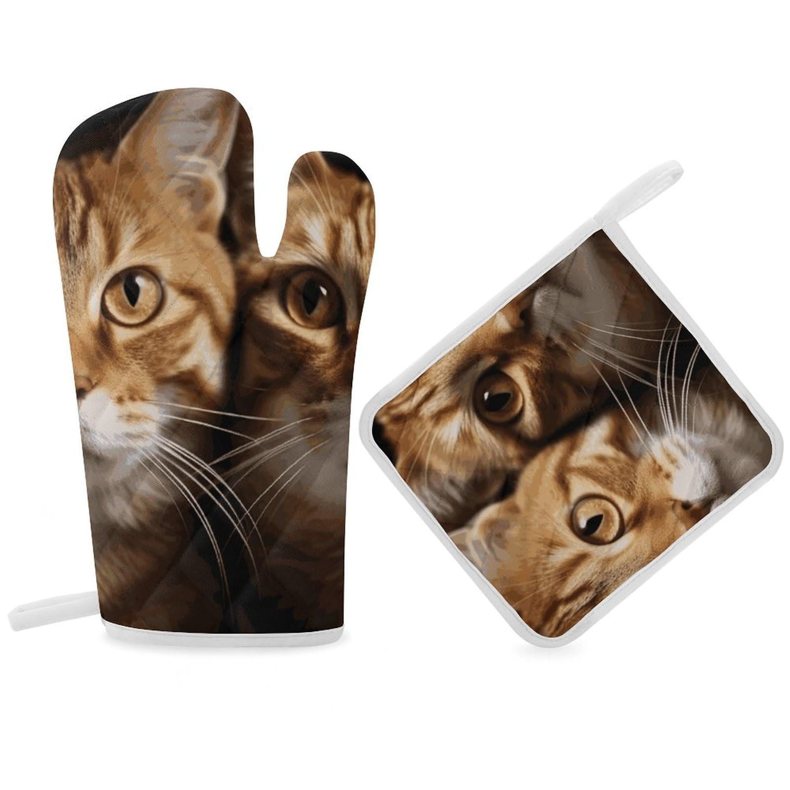 Cats Oven Mitt Thick Substantial Heat Insulation Gloves Soft Skin-Friendly Temperature Resistant Oven Mitts for Cooking Lover Cooks