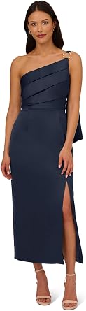 Adrianna Papell Womens Satin Crepe Dress