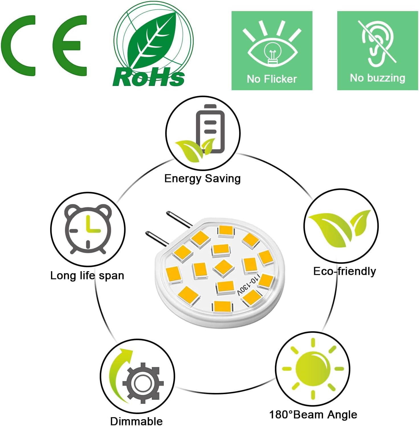 G8 LED Bulb Dimmable 3W Mini Thin Puck Light Equivalent to 20W-25W T4 G8 Bi-Pin Base Halogen Bulb, 120V Natural White 4000K G8 Bulb for Under Counter Kitchen Lighting, Under Cabinet Light,6 Pack