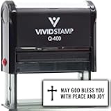 Vivid Stamp May God Bless You with Peace and Joy Self Inking Rubber Stamp (Black Ink) - Q-400