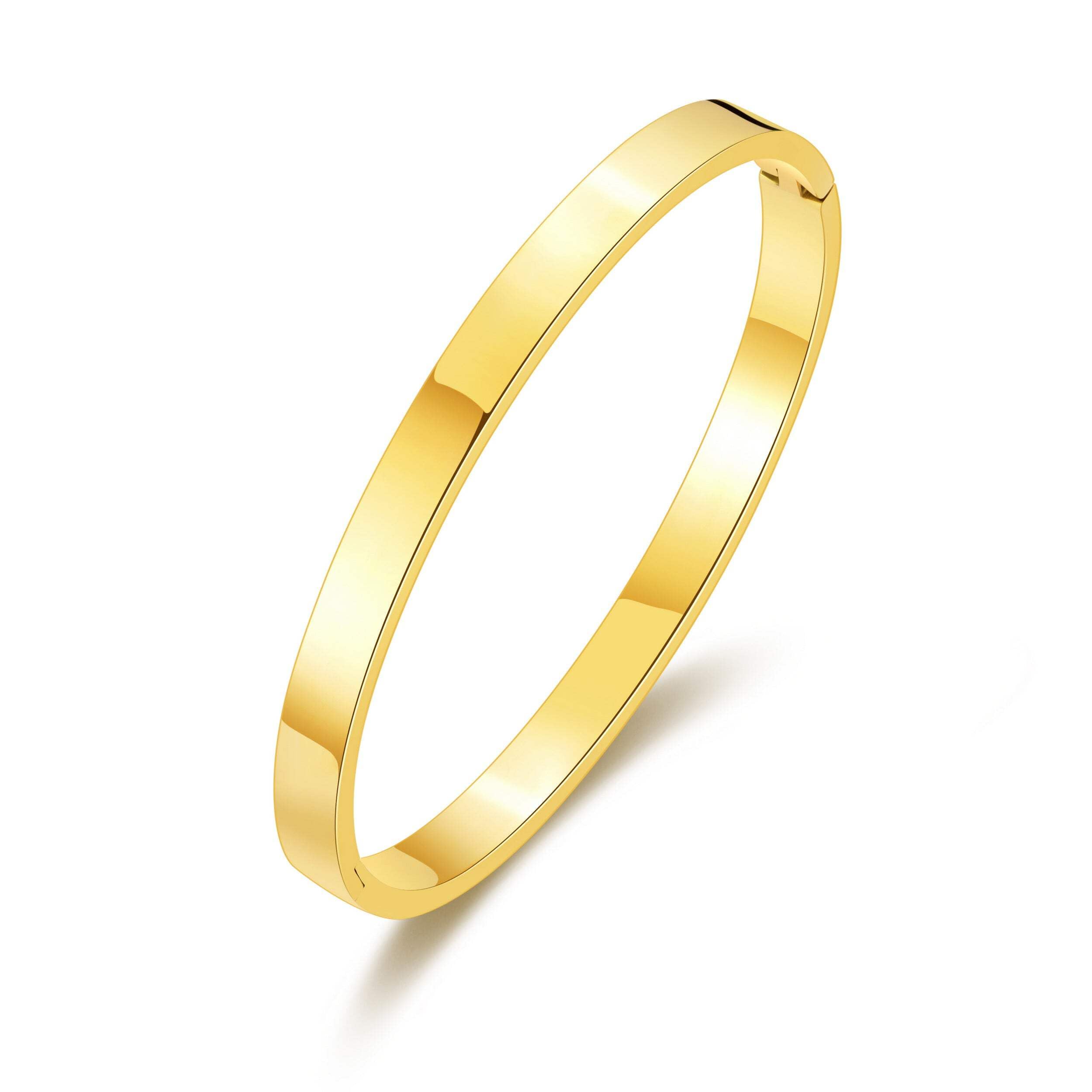 18k Gold Plated Stainless Steel Polished Bangle (7 Inch)