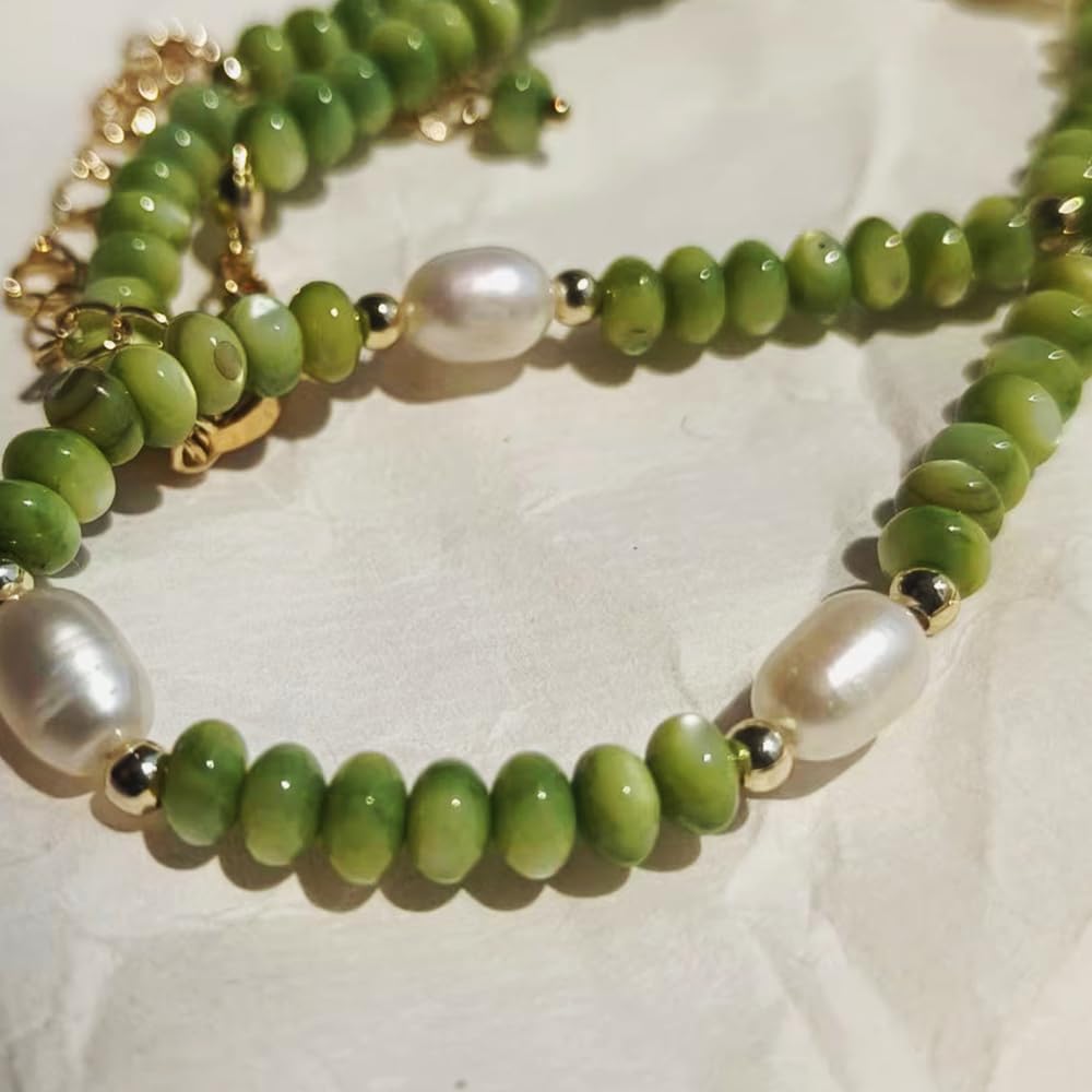 Tiger Eye Choker Necklace Pearl Natural Gemstone Handmade Chain 18K Gold Jewelry Birthday Gift for Women 17inch Valentine Gift for Her