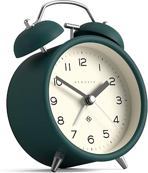 NEWGATE Charlie Bell Echo Alarm Clock | Modern take on Classic Twin Bell Clock | Eden Green | Easy to Read Numbers | Ideal for Bedside, Desk or Shelf | Modern Retro Bedroom & Office Accessory