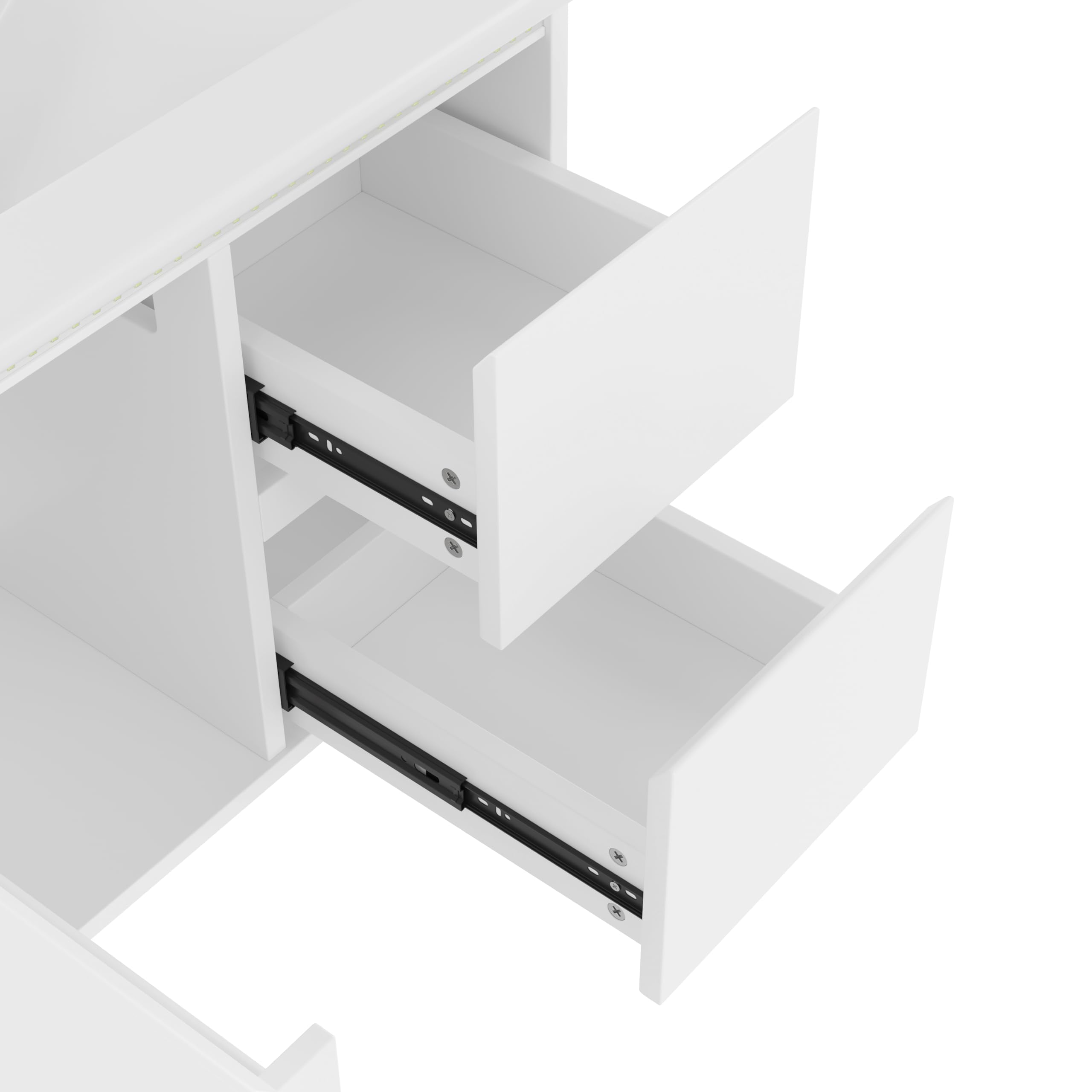76 x 46 x 50 cm. Mueble de baño de pared, totalmente lacado, iluminación con sensor de radar LED, lavabo, dos cajones, lavabo integrado, blanco (76 x 46 x 50 cm)