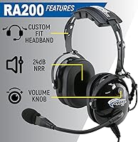 Vista 2 de Rugged Air RA200 auriculares para pilotos de aviación general, color negro