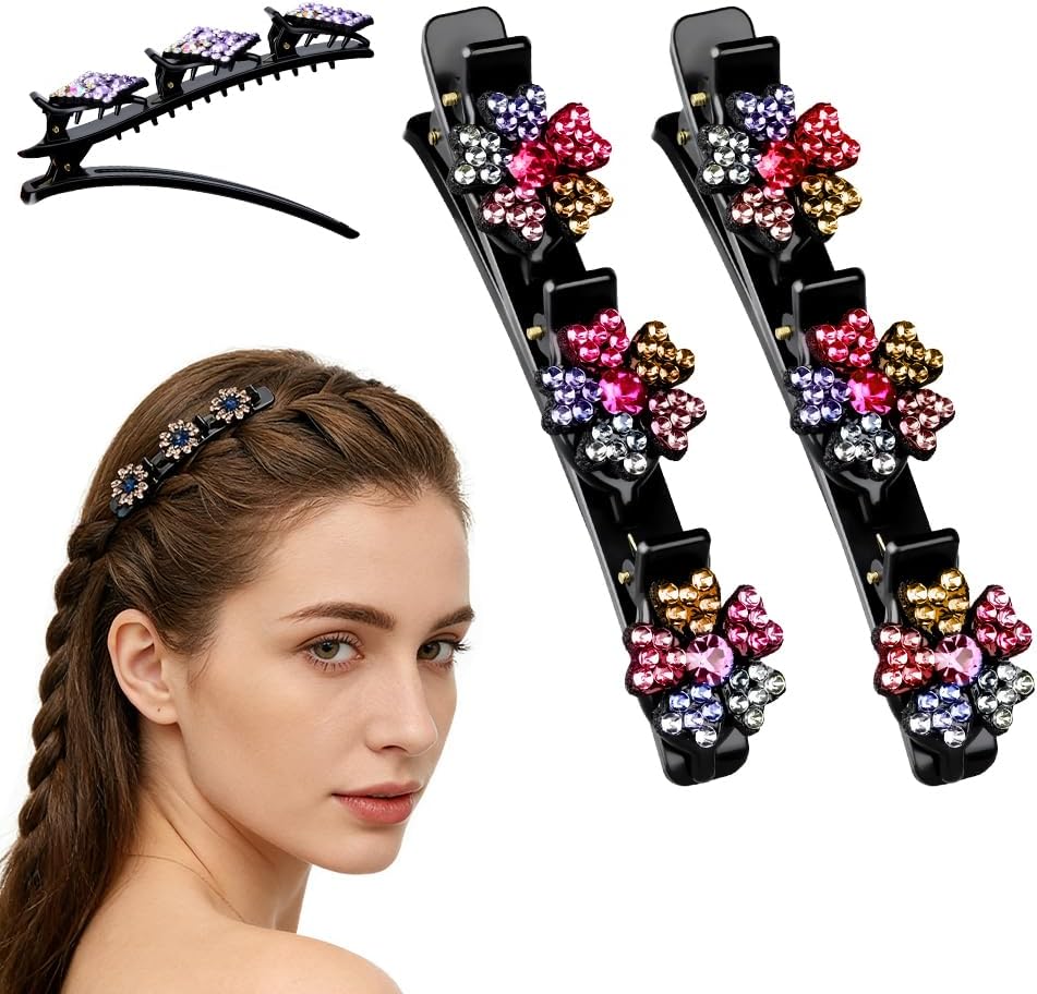 Sparkling Crystal Stone Braided Hair Clips, 2026 New Rhinestone Hair Clips Hair Braid Clips, Girls/Women Hair Accessories for Styling Sectioning (22#)