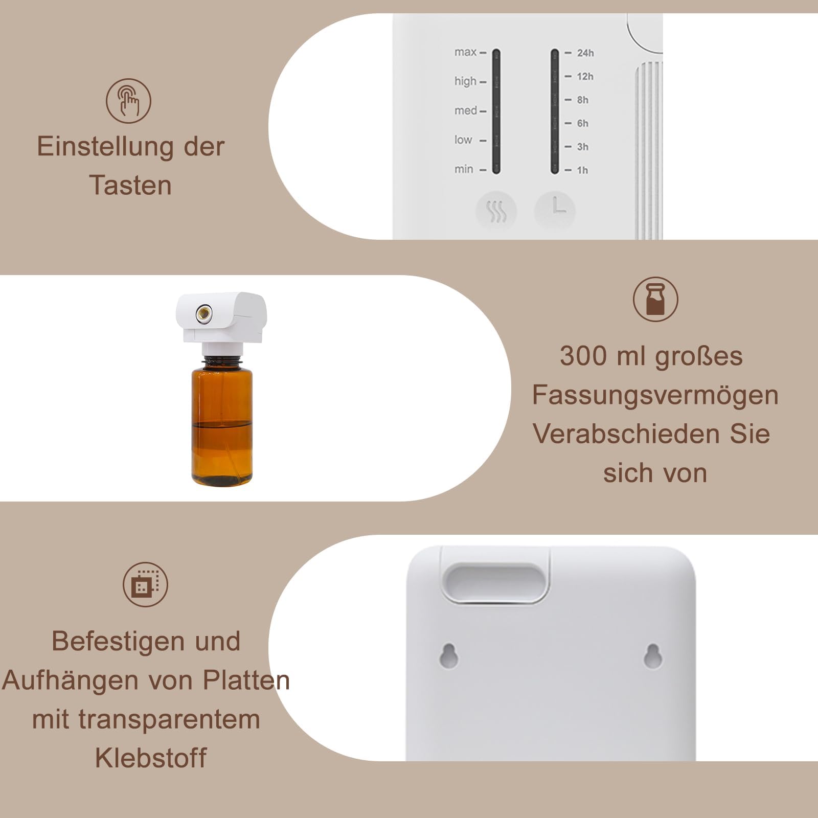Smart Aroma Diffuser, Wasserloser Diffusor für ätherische Öle 300ml, Duftdiffusor mit Bluetooth & App, Abdeckung bis 500 Kubikmeter des Duftes für Zuhause, Geschäft, Hotel, Büro, Spa