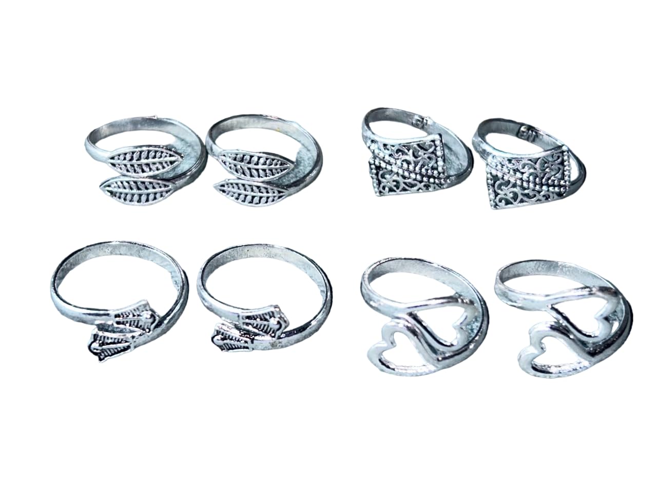Women & Girls Metal Fancy Glossy finish Toe Ring Adjustable Bichiya/Leg Finger Ring_Combo_4 (A_C_P_110829_Silver)-image-45