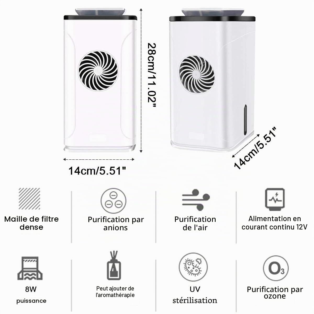 Purificateur d'air 4 en 1 Ultra Violet, Filtre, Anion. Parfum.