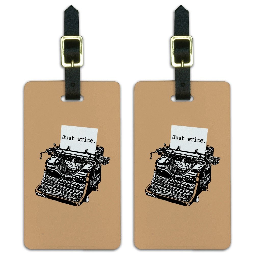 Just Write Antique Typewriter Writer Luggage ID Tags Cards Set of 2