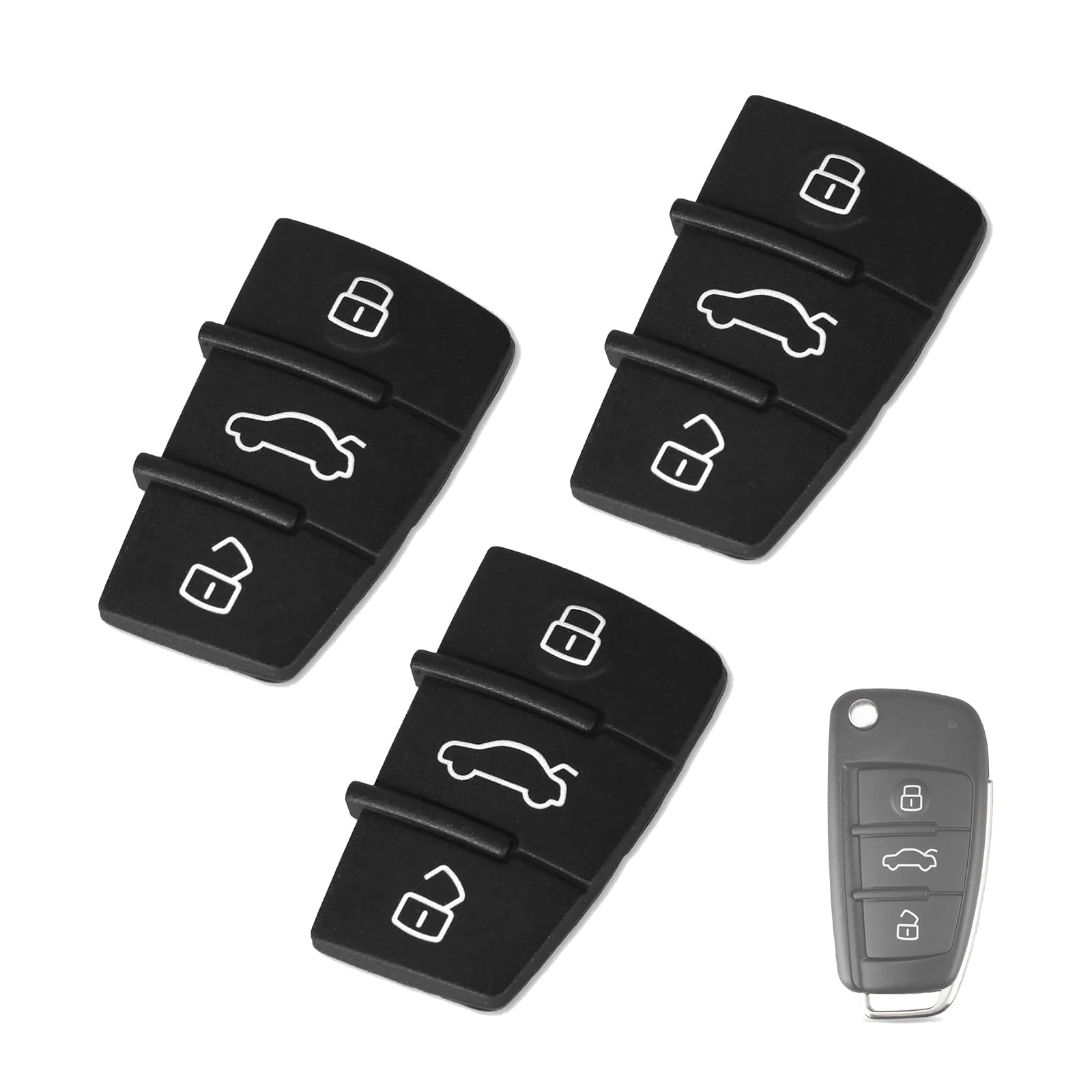 3PCS Car Key Rubber Pad For Audi A4 Audi A8 Audi TT Audi Q7 Audi Q6 Audi TT Flip Key Fob Shell For AUDI Key Button Pad Repair