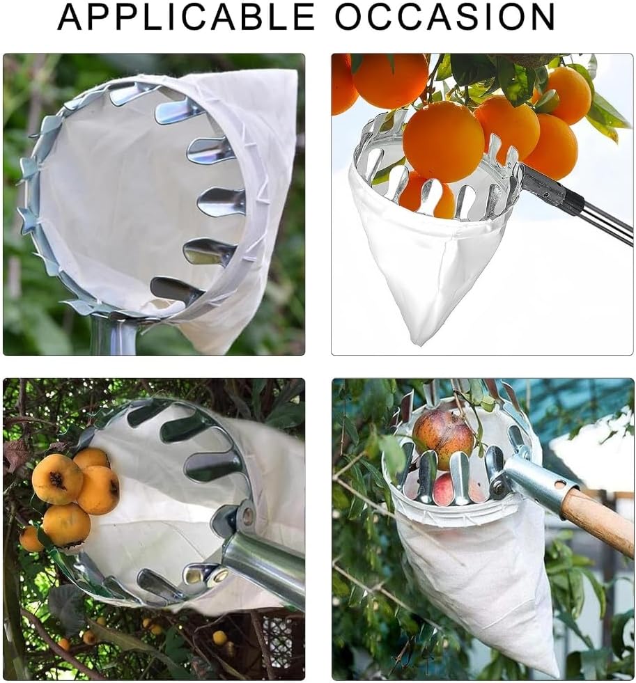 Long Reach Fruit Harvester with Bag Metal Fruit Pickers with Telescopic Handle