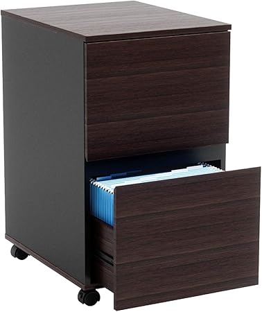 Amazon Domy Home サイドチェスト デスク チェスト キャビネット 収納ワゴン パソコンデスク用 オフィスデスク用 コーナー 棚 学習机用 勉強机用 学習デスク用 プリンター台 ウォルナット 袖机 デスクサイド収納 文房具 オフィス用品